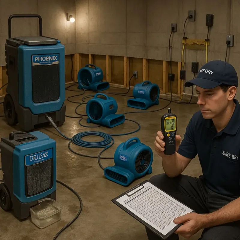 Structural Drying and Dehumidification process in Melbourne, FL